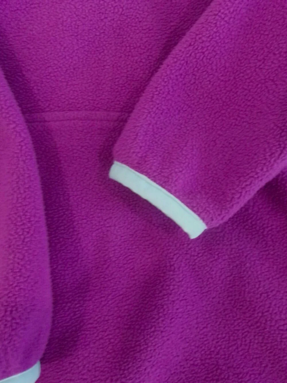 Patagonia Baby Girl 6 - 12 Months Hooded Fleece Jacket Purple w/ Blue Trim